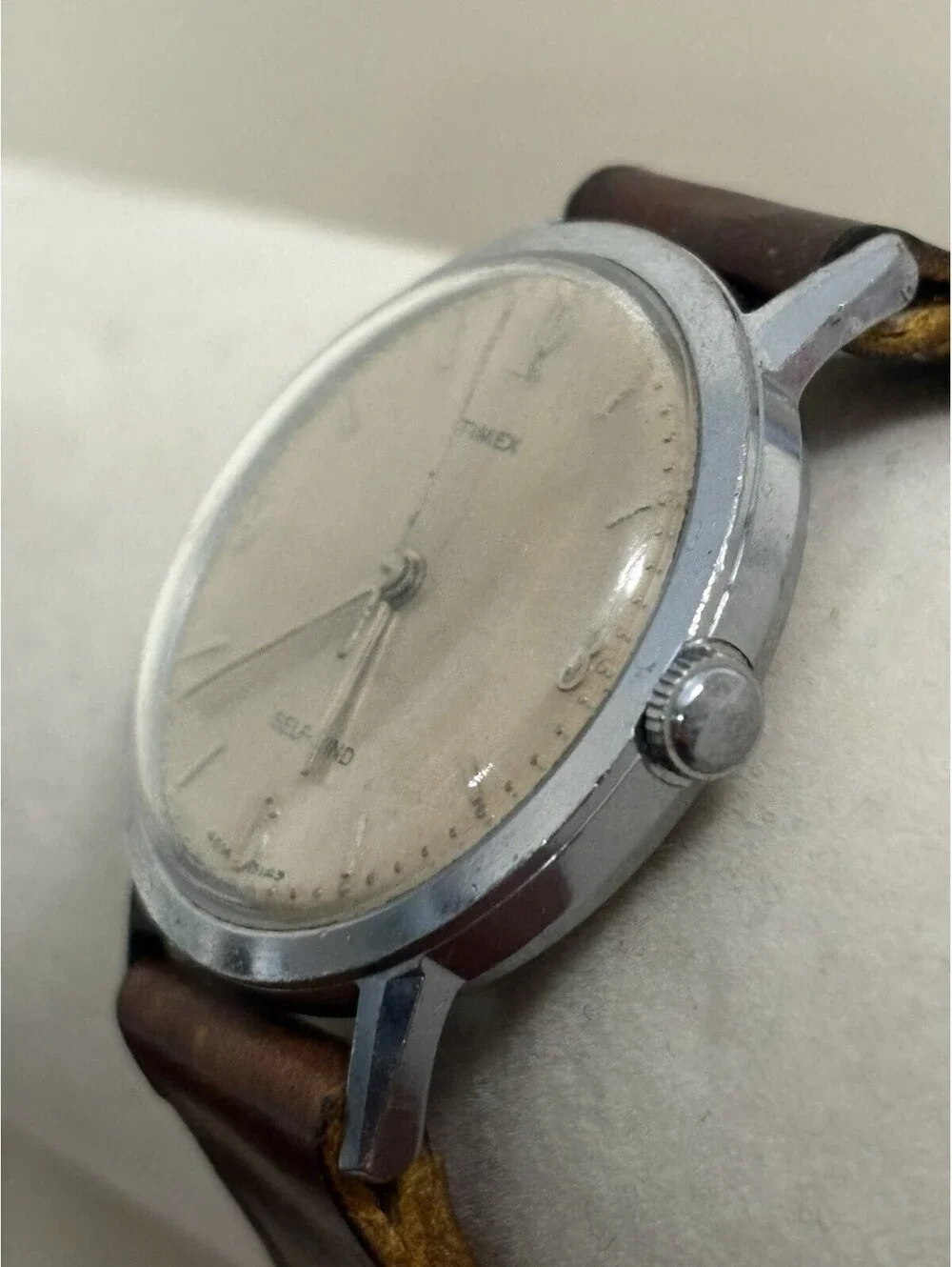 Timex Viscount 1960’s Men's Silver Tone Self-Winding Watch Vintage 34mm